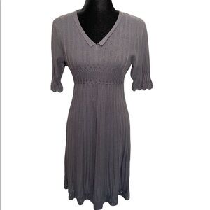 Peruvian Connection Gray Knit Pima Cotton Dress Romantic classy Beautiful MP